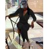 imageUOUA Two Piece Outfits Women Tracksuit Sets Long Sleeve Zip Up Jacket ampamp Leggings for Gym Workout SetBlack