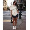 imageUOUA Women Oversized Graphic TShirt Casual Cotton Tees Printed Summer TopsBeige Branches