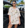 imageUOUA Women Oversized Graphic TShirt Casual Cotton Tees Printed Summer TopsBeige Branches