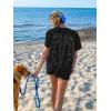 imageUOUA Women Oversized Graphic TShirt Casual Cotton Tees Printed Summer TopsBonewingsblack