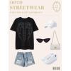 imageUOUA Women Oversized Graphic TShirt Casual Cotton Tees Printed Summer TopsBonewingsblack