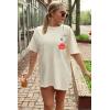 imageUOUA Women Oversized Graphic TShirt Casual Cotton Tees Printed Summer TopsBright Rose Apricot