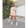 imageUOUA Women Oversized Graphic TShirt Casual Cotton Tees Printed Summer TopsBright Rose Apricot