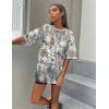 imageUOUA Women Oversized Graphic TShirt Casual Cotton Tees Printed Summer TopsBrown Leaves