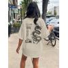 imageUOUA Women Oversized Graphic TShirt Casual Cotton Tees Printed Summer TopsDragonapricot