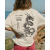 imageUOUA Women Oversized Graphic TShirt Casual Cotton Tees Printed Summer TopsDragonapricot