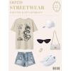 imageUOUA Women Oversized Graphic TShirt Casual Cotton Tees Printed Summer TopsDragonapricot