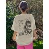 imageUOUA Women Oversized Graphic TShirt Casual Cotton Tees Printed Summer TopsDragonapricot