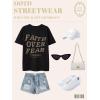 imageUOUA Women Oversized Graphic TShirt Casual Cotton Tees Printed Summer TopsFaithoverfearblack