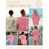 imageUOUA Women Oversized Graphic TShirt Casual Cotton Tees Printed Summer TopsFloralpink
