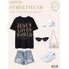 imageUOUA Women Oversized Graphic TShirt Casual Cotton Tees Printed Summer TopsJesuslovesworldblack