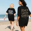 imageUOUA Women Oversized Graphic TShirt Casual Cotton Tees Printed Summer TopsJesuslovesworldblack