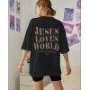 imageUOUA Women Oversized Graphic TShirt Casual Cotton Tees Printed Summer TopsJesuslovesworldblack