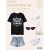 imageUOUA Women Oversized Graphic TShirt Casual Cotton Tees Printed Summer TopsLetteremojiblack