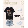 imageUOUA Women Oversized Graphic TShirt Casual Cotton Tees Printed Summer TopsMotoskullblack