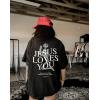 imageUOUA Women Oversized Graphic TShirt Casual Cotton Tees Printed Summer TopsParyskullblack