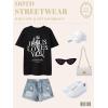 imageUOUA Women Oversized Graphic TShirt Casual Cotton Tees Printed Summer TopsParyskullblack
