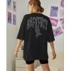 imageUOUA Women Oversized Graphic TShirt Casual Cotton Tees Printed Summer TopsPrayhandblack