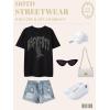 imageUOUA Women Oversized Graphic TShirt Casual Cotton Tees Printed Summer TopsPrayhandblack