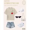 imageUOUA Women Oversized Graphic TShirt Casual Cotton Tees Printed Summer TopsRoseapricot