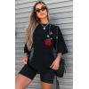 imageUOUA Women Oversized Graphic TShirt Casual Cotton Tees Printed Summer TopsRoseblack