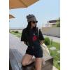 imageUOUA Women Oversized Graphic TShirt Casual Cotton Tees Printed Summer TopsRosegrey