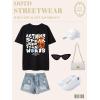imageUOUA Women Oversized Graphic TShirt Casual Cotton Tees Printed Summer TopsShoutskullblack