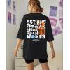 imageUOUA Women Oversized Graphic TShirt Casual Cotton Tees Printed Summer TopsShoutskullblack