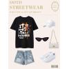 imageUOUA Women Oversized Graphic TShirt Casual Cotton Tees Printed Summer TopsShrugskullblack