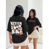 imageUOUA Women Oversized Graphic TShirt Casual Cotton Tees Printed Summer TopsSkullblack