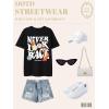 imageUOUA Women Oversized Graphic TShirt Casual Cotton Tees Printed Summer TopsSkullblack