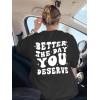 imageUOUA Women Oversized Graphic TShirt Casual Cotton Tees Printed Summer TopsSloganletterblack