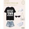 imageUOUA Women Oversized Graphic TShirt Casual Cotton Tees Printed Summer TopsSloganletterblack