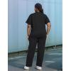 imageUOUA Women Plus Size 2 Piece Sweatsuit Outfits Short Sleeve Shirts ampamp Jogging Pants Track Suit SetPatchwork Blackshort