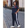 imageUOUA Women Plus Size 2 Piece Sweatsuit Outfits Short Sleeve Shirts ampamp Jogging Pants Track Suit SetPatchwork Navyshort
