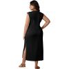 imageUOUA Women Summer Maxi Dresses Plus Size Casual Hawaiian Sundress Sleeveless Loose Split Beach Dress with PocketsBlack