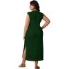 imageUOUA Women Summer Maxi Dresses Plus Size Casual Hawaiian Sundress Sleeveless Loose Split Beach Dress with PocketsDarkgreen