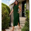 imageUOUA Women Summer Maxi Dresses Plus Size Casual Hawaiian Sundress Sleeveless Loose Split Beach Dress with PocketsDarkgreen