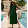 imageUOUA Women Summer Maxi Dresses Plus Size Casual Hawaiian Sundress Sleeveless Loose Split Beach Dress with PocketsDarkgreen