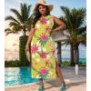 imageUOUA Women Summer Maxi Dresses Plus Size Casual Hawaiian Sundress Sleeveless Loose Split Beach Dress with PocketsFloralgreen