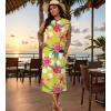 imageUOUA Women Summer Maxi Dresses Plus Size Casual Hawaiian Sundress Sleeveless Loose Split Beach Dress with PocketsFloralgreen