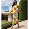 imageUOUA Women Summer Maxi Dresses Plus Size Casual Hawaiian Sundress Sleeveless Loose Split Beach Dress with PocketsFloralgreen