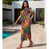 imageUOUA Women Summer Maxi Dresses Plus Size Casual Hawaiian Sundress Sleeveless Loose Split Beach Dress with PocketsTropicalleopard