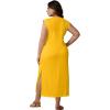 imageUOUA Women Summer Maxi Dresses Plus Size Casual Hawaiian Sundress Sleeveless Loose Split Beach Dress with PocketsYellow