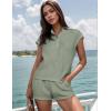 imageUOUA Women Two Piece Summer Outfits Casual Sleeveless Shirt ampamp Shorts Set Workout Sweatsuit Lounge Track SuitGreen