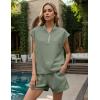 imageUOUA Women Two Piece Summer Outfits Casual Sleeveless Shirt ampamp Shorts Set Workout Sweatsuit Lounge Track SuitGreen
