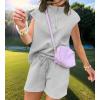 imageUOUA Women Two Piece Summer Outfits Casual Sleeveless Shirt ampamp Shorts Set Workout Sweatsuit Lounge Track SuitGrey