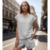 imageUOUA Women Two Piece Summer Outfits Casual Sleeveless Shirt ampamp Shorts Set Workout Sweatsuit Lounge Track SuitGrey