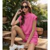 imageUOUA Women Two Piece Summer Outfits Casual Sleeveless Shirt ampamp Shorts Set Workout Sweatsuit Lounge Track SuitPink