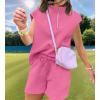 imageUOUA Women Two Piece Summer Outfits Casual Sleeveless Shirt ampamp Shorts Set Workout Sweatsuit Lounge Track SuitPink